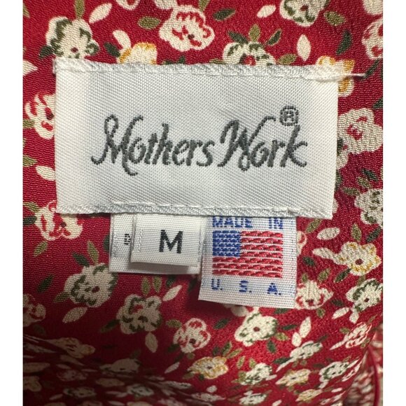 Vintage Mothers Work Maternity Dress Red Floral USA Made Tie Back Medium 80s 90s - Picture 4 of 5